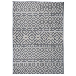 vidaXL Outdoor-Teppich Flachgewebe 160x230 cm Blau Gestreift