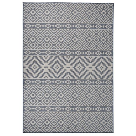 vidaXL Outdoor-Teppich Flachgewebe 160x230 cm Blau Gestreift