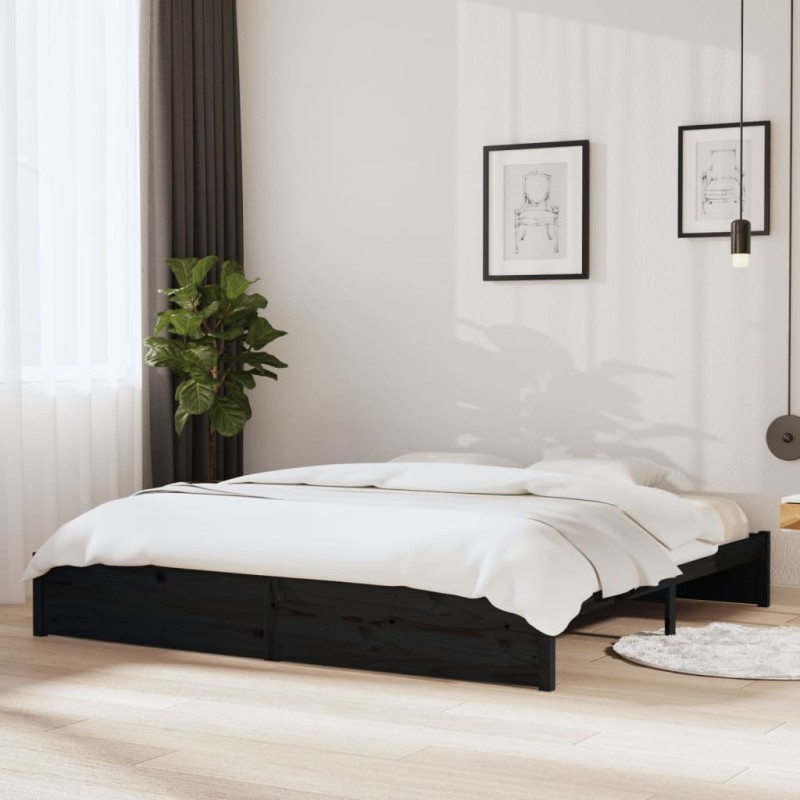 vidaXL Massivholzbett Schwarz 200x200 cm vidaXL Massivholzbett Schwarz 200x200 cm