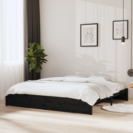 vidaXL Massivholzbett Schwarz 200x200 cm