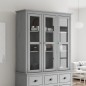 vidaXL Vitrinenschrank mit Glastüren BODO Grau Massivholz Kiefer vidaXL Vitrinenschrank mit Glastüren BODO Grau Massivholz Kiefer