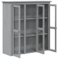 vidaXL Vitrinenschrank mit Glastüren BODO Grau Massivholz Kiefer vidaXL Vitrinenschrank mit Glastüren BODO Grau Massivholz Kiefer