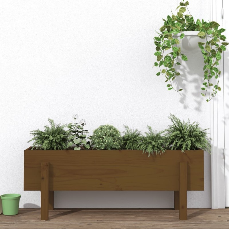 vidaXL Hochbeet Honigbraun 101x30x38 cm Massivholz Kiefer vidaXL Hochbeet Honigbraun 101x30x38 cm Massivholz Kiefer