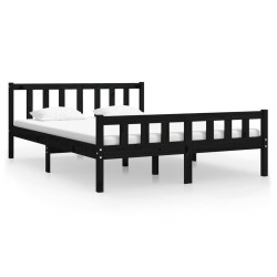 vidaXL Massivholzbett Schwarz 135x190 cm
