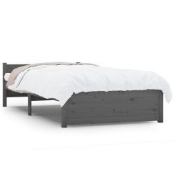vidaXL Massivholzbett Grau 90x200 cm