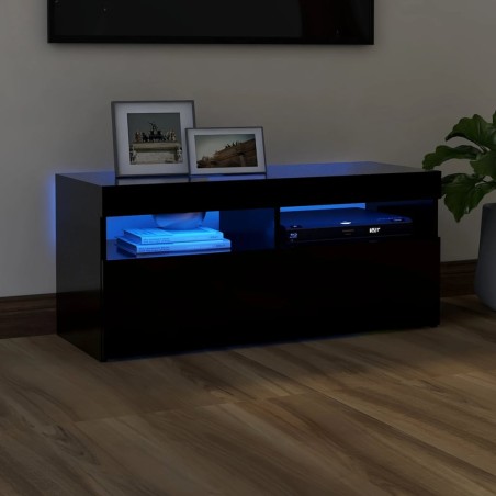 vidaXL TV-Schrank mit LED-Leuchten Schwarz 90x35x40 cm