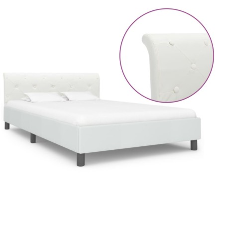 vidaXL Bettgestell Weiß Kunstleder 140×200 cm