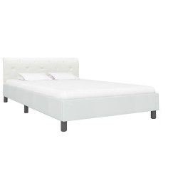 vidaXL Bettgestell Weiß Kunstleder 140×200 cm