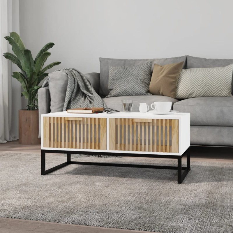 vidaXL Couchtisch Weiß 80x40x35 cm Holzwerkstoff und Eisen vidaXL Couchtisch Weiß 80x40x35 cm Holzwerkstoff und Eisen