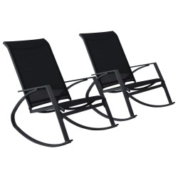 vidaXL Garten-Schaukelstühle 2 Stk. Textilene Schwarz