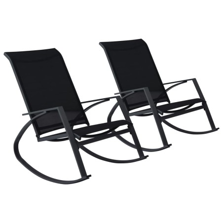vidaXL Garten-Schaukelstühle 2 Stk. Textilene Schwarz