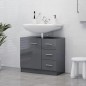 vidaXL Waschbeckenunterschrank Hochglanz-Grau 63x30x54cm Holzwerkstoff vidaXL Waschbeckenunterschrank Hochglanz-Grau 63x30x54cm Holzwerkstoff