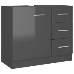 vidaXL Waschbeckenunterschrank Hochglanz-Grau 63x30x54cm Holzwerkstoff