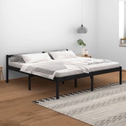 vidaXL Massivholzbett Schwarz Kiefer 200x200 cm