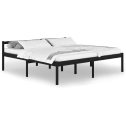 vidaXL Massivholzbett Schwarz Kiefer 200x200 cm