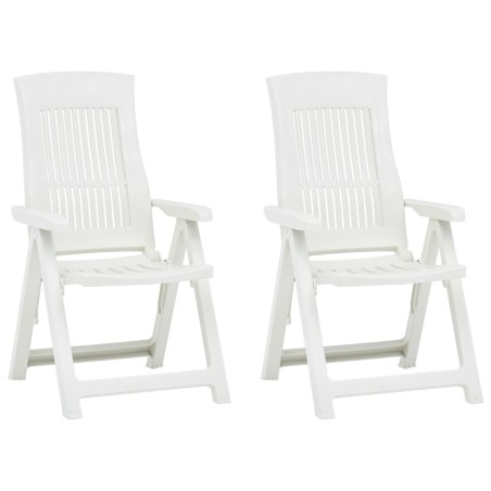 vidaXL Verstellbare Gartenstühle 2 Stk. Kunststoff Weiß