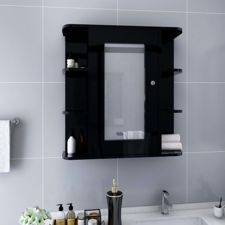 vidaXL Bad-Spiegelschrank Schwarz 66x17x63 cm MDF