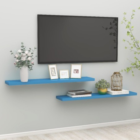 vidaXL Schweberegale 2 Stk. Blau 120x23,5x3,8 cm MDF