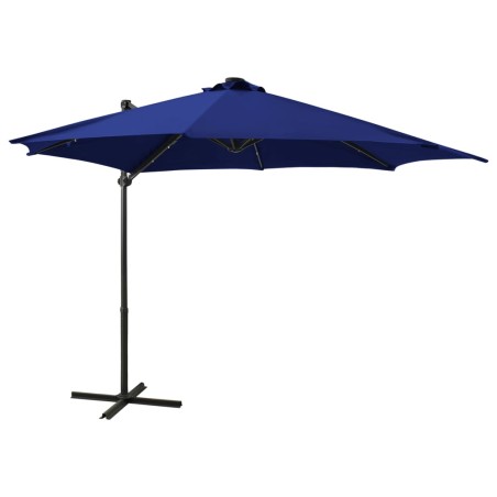 vidaXL Ampelschirm mit Mast und LED-Beleuchtung Azurblau 300 cm