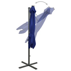 vidaXL Ampelschirm mit Mast und LED-Beleuchtung Azurblau 300 cm