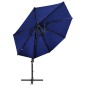 vidaXL Ampelschirm mit Mast und LED-Beleuchtung Azurblau 300 cm