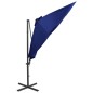 vidaXL Ampelschirm mit Mast und LED-Beleuchtung Azurblau 300 cm