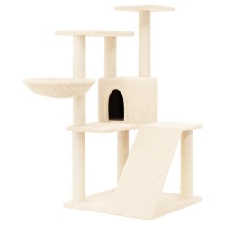 vidaXL Kratzbaum mit Sisal-Kratzsäulen Creme 94 cm