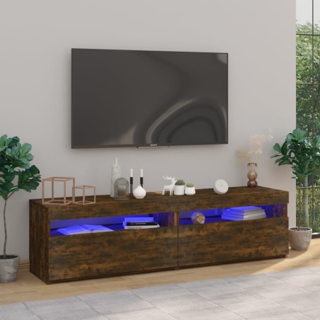 vidaXL TV-Schrank mit LED-Leuchten 2 Stk. Räuchereiche 75x35x40 cm