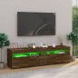 vidaXL TV-Schrank mit LED-Leuchten 2 Stk. Räuchereiche 75x35x40 cm vidaXL TV-Schrank mit LED-Leuchten 2 Stk. Räuchereiche 75x35x40 cm