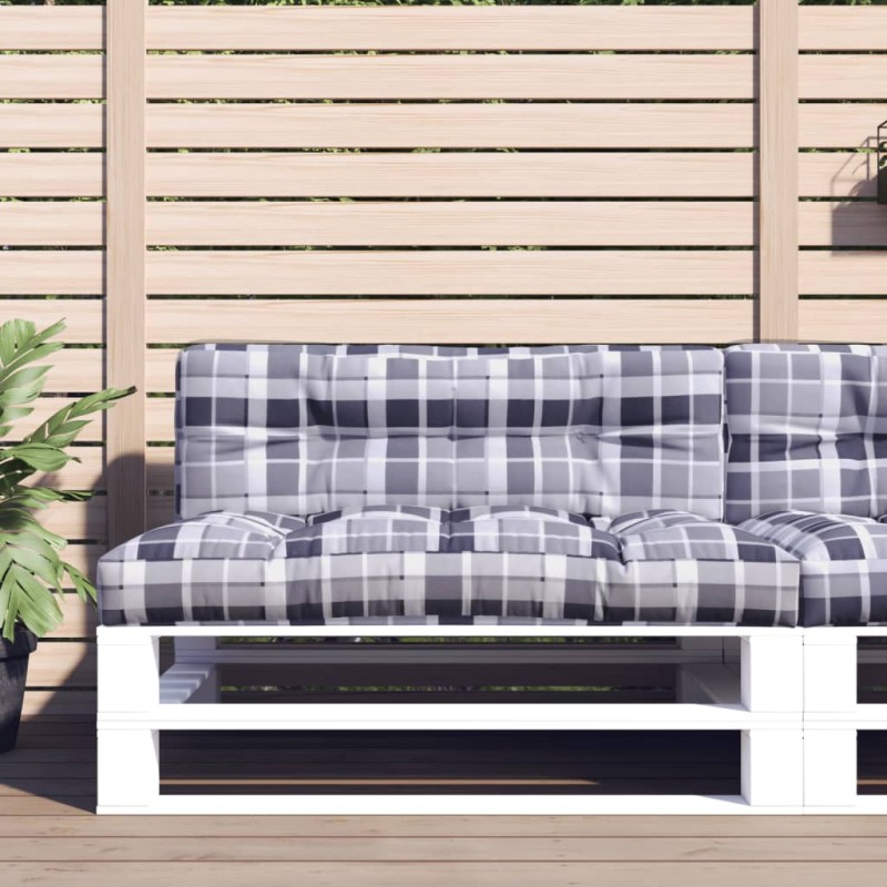 Palettenkissen Grau Karomuster 120x40x12 cm Stoff Palettenkissen Grau Karomuster 120x40x12 cm Stoff