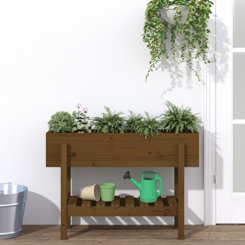 vidaXL Hochbeet Honigbraun 101x30x69 cm Massivholz Kiefer vidaXL Hochbeet Honigbraun 101x30x69 cm Massivholz Kiefer