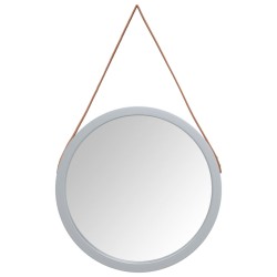 vidaXL Wandspiegel mit Riemen Silbern Ø 55 cm