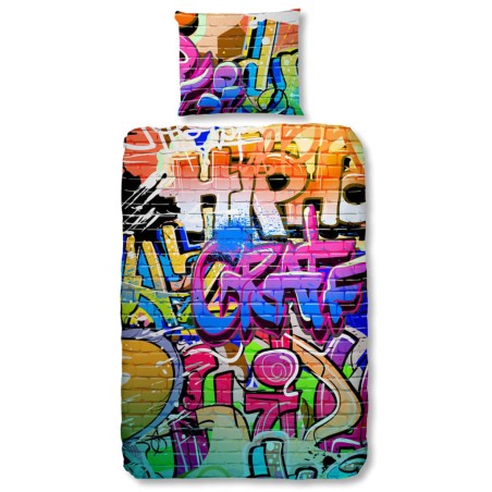 Good Morning Bettwäsche-Set 5481-P GRAFFITI 135 × 200 cm Mehrfarbig 