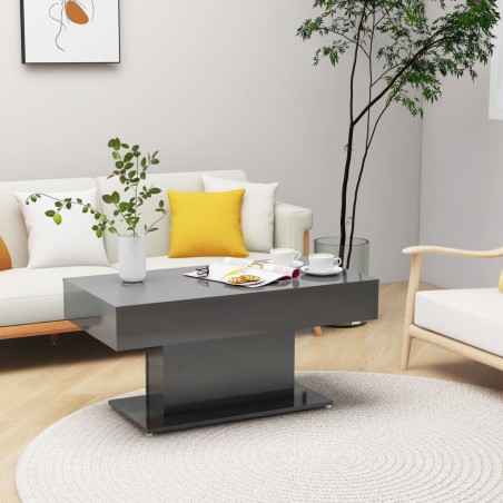 vidaXL Couchtisch Hochglanz-Grau 96x50x45 cm Holzwerkstoff