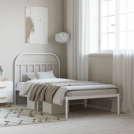 vidaXL Bettgestell mit Kopfteil Metall Weiß 100x200 cm