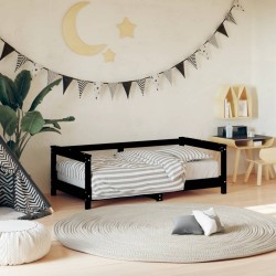 vidaXL Kinderbett Schwarz 70x140 cm Massivholz Kiefer