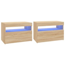 vidaXL TV-Schränke LED-Leuchten 2 Stk. Sonoma-Eiche 60x35x40 cm