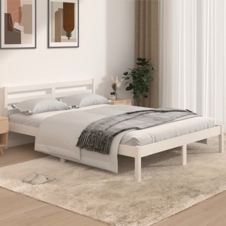vidaXL Massivholzbett Kiefer 140x190 cm Weiß