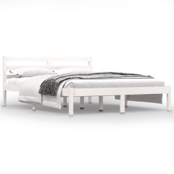 vidaXL Massivholzbett Kiefer 140x190 cm Weiß