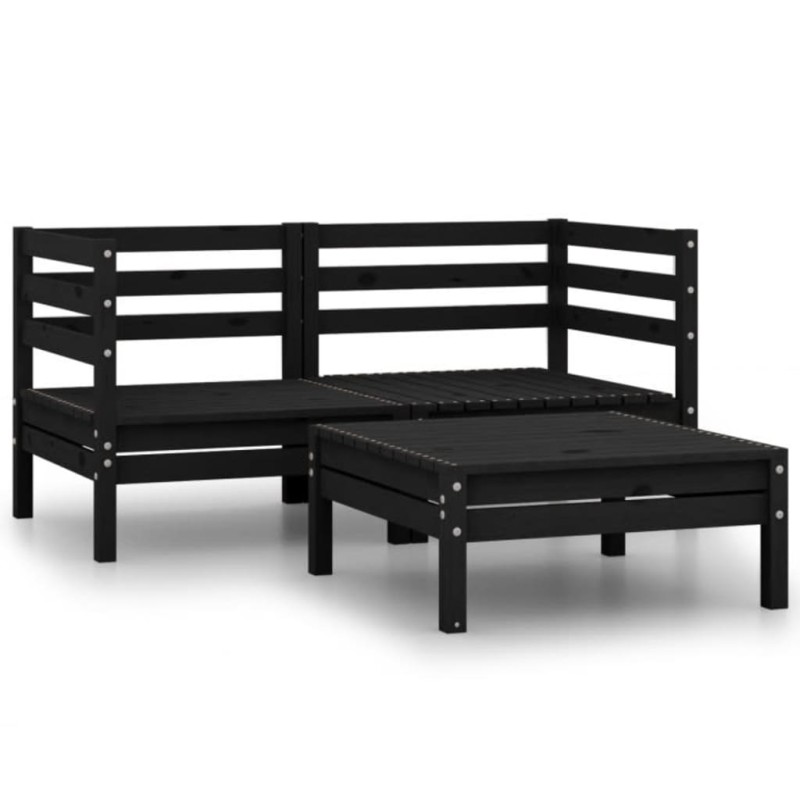 vidaXL 3-tlg. Garten-Lounge-Set Massivholz Kiefer Schwarz vidaXL 3-tlg. Garten-Lounge-Set Massivholz Kiefer Schwarz