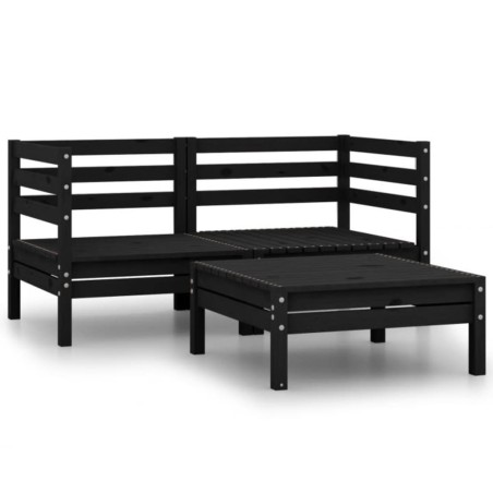 vidaXL 3-tlg. Garten-Lounge-Set Massivholz Kiefer Schwarz 