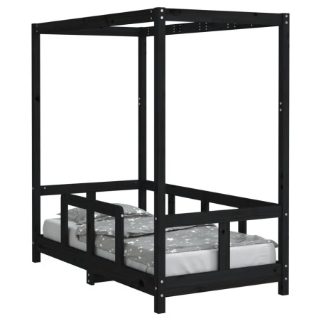 vidaXL Kinderbett Schwarz 70x140 cm Massivholz Kiefer
