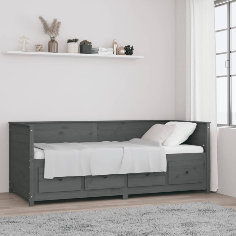 vidaXL Tagesbett Grau 90x200 cm Massivholz Kiefer vidaXL Tagesbett Grau 90x200 cm Massivholz Kiefer