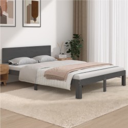 vidaXL Massivholzbett Grau 135x190 cm