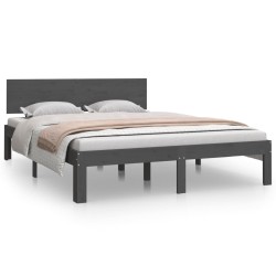 vidaXL Massivholzbett Grau 135x190 cm