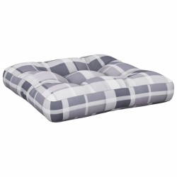 Palettenkissen Grau Karomuster 58x58x10 cm Stoff