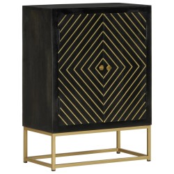 vidaXL Sideboard mit 2 Türen Schwarz Gold 55x30x75 cm Massivholz Mango