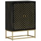 vidaXL Sideboard mit 2 Türen Schwarz Gold 55x30x75 cm Massivholz Mango vidaXL Sideboard mit 2 Türen Schwarz Gold 55x30x75 cm Massivholz Mango