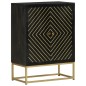 vidaXL Sideboard mit 2 Türen Schwarz Gold 55x30x75 cm Massivholz Mango vidaXL Sideboard mit 2 Türen Schwarz Gold 55x30x75 cm Massivholz Mango