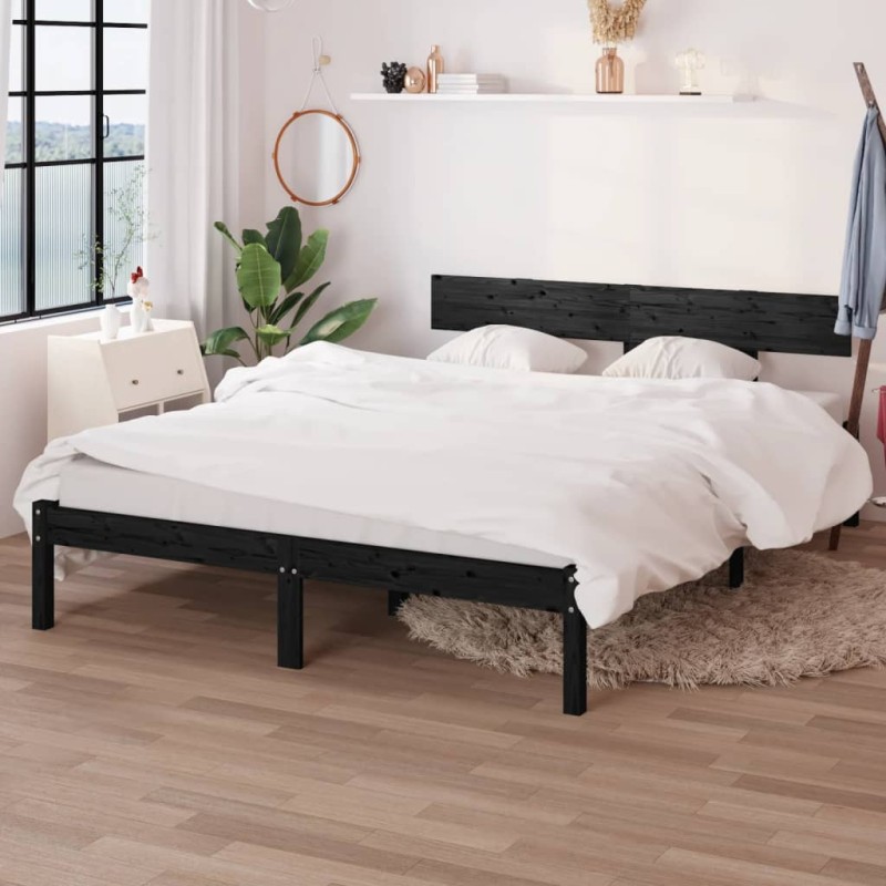 vidaXL Massivholzbett Schwarz Kiefer 160x200 cm vidaXL Massivholzbett Schwarz Kiefer 160x200 cm